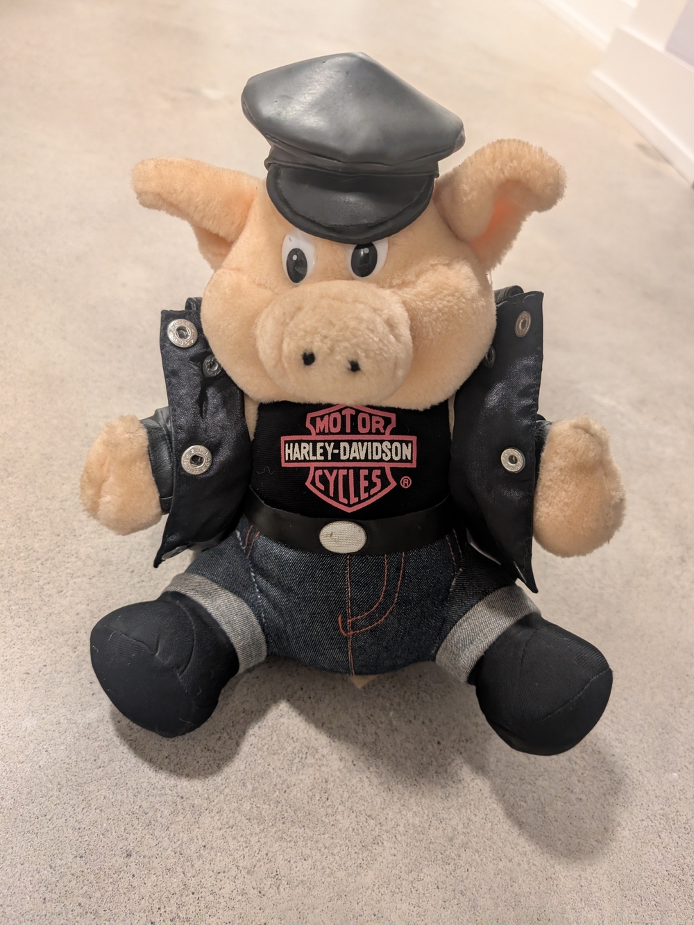 Harley-Davidson Biker Pig Plush - Black, Tan & Denim